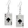 KVANU Unique Funny Hypoallergenic Alloy Sparkly Crystal Poker hearts and spades A Ace Playing Cards Dangle Drop Stud Earrings For Women Gambling Casino Jewelry Gift (Style-3-Silvery) @ $4.99