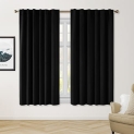 HOMEIDEAS Black Blackout Curtains 52 X 63 Inch Back Tab Room Darkening Bedroom Curtains/Drapes 2 Panels Thermal Pocket Blocking Window Curtains for Living Room @ $8.40