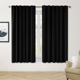 HOMEIDEAS Black Blackout Curtains 52 X 63 Inch Back Tab Room Darkening Bedroom Curtains/Drapes 2 Panels Thermal Pocket Blocking Window Curtains for Living Room @ $8.40