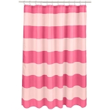 Amazon Basics Fun and Playful Pink/Magenta Rugby Stripe Printed Pattern Kids Microfiber Bathroom Shower Curtain – Pink/Magenta Rugby Stripe, 72 Inch