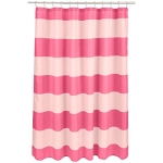 Amazon Basics Fun and Playful Pink/Magenta Rugby Stripe Printed Pattern Kids Microfiber Bathroom Shower Curtain – Pink/Magenta Rugby Stripe, 72 Inch