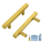 Ravinte Gold Cabinet Handles 10 Pack 3 inch Brushed Brass Square Cabinet Pulls Gold Hardware for Kitchen Cabinets Modern Cabinet Pulls 5 inch Overall Length Gold Drawer Pulls @ $7.50