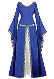 Kranchungel Medieval Dress for Women Renaissance Costume Dress Irish Over Long Dresses Cosplay Retro Gown Blue X-Small @ $15.59
