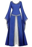 Kranchungel Medieval Dress for Women Renaissance Costume Dress Irish Over Long Dresses Cosplay Retro Gown Blue X-Small @ $15.59