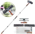 Professional Window Squeegee Cleaner, 2 in 1 Shower Squeegee with Extension Pole, 62‘’ Telescopic Window Washing Equipment with Bendable Head, Glass Cleaning Tools for Indoor/Outdoor High Window