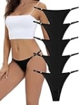 WAYIQE Women’s Underwear Bikini Hipster Panties Adjustable Waist Underwear Size L Black 5-Pack @ $4.99