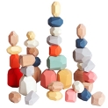 BESTAMTOY 36 PCs Wooden Sorting Stacking Rocks Balancing Stones @ $17.99