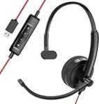HROEENOI Premium USB Wired Headset with Noise-Cancelling Microphone, Ideal for PC, Laptop, Zoom Calls, Skype Meetings, Call Centers, and Home Office Use with in-Line Controls for Volume & Mic Mute @ $19.99
