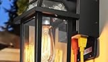 Porch Lights with GFCI Outlet, Dusk to Dawn Outdoor Lights with Outlet, 3 Lighting Modes Exterior Light Fixture Waterproof, Outside Lights for House Front Door Patio Garage @ $17.39