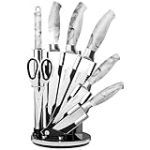 Professional Kitchen Knife Set – 7pcs Calcutta Marble Kitchen Knives – 360 Degree Rotating Knife Block Sharp Stainless Steel Blades – by Nuovva @ $14.99