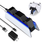 PS5 Controller Charging Station, PS5 Controller Charger Built-in Intelligent Protection Module and Charge Remind LED Bar with 5V/2A AC Adapter for Playstation 5 Dualsense Controller[2022]