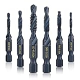 Valkynos 6Pcs Combination Drill & Taps Bit Set, HSS Screw Tapping in SAE Size 6-32nc 8-32nc 10-32nc 10-24nc 12-24nc 1/4-20nc, 1/4” Hex Shank Drill Tap with Storage Box @ $3.99