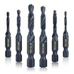 Valkynos 6Pcs Combination Drill & Taps Bit Set, HSS Screw Tapping in SAE Size 6-32nc 8-32nc 10-32nc 10-24nc 12-24nc 1/4-20nc, 1/4” Hex Shank Drill Tap with Storage Box @ $3.99
