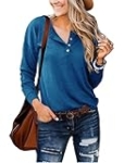 Topstype Womens Henley Tops Long Sleeve Shirts Casual Loose Fit Henley Neck Tunics @ $5.59