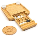 SMIRLY Bamboo Cheese Board and Knife Set: Large Charcuterie Board Set, Wine Meat Cheese Platter, Unique Housewarming Gifts for Women – Anniversary Wedding Gifts for Couple, Bridal Shower Gift for Her