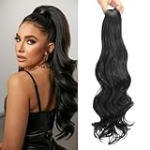 Ponytail Extension Claw Clip Ponytail Extensions for Women 20 Inch Long Wavy Clip in Ponytail Extensions Synthetic Hair Piece Clip on Ponytails for Girls Women (Natural Black, 20inch)