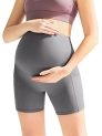 Maacie Yoga Shorts for Pregnancy Non See-Through Comfy Basic Workout Active Shorts Dark Grey 5″ Large @ $11.99