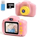 Toys for 4-6 Year Old Girls,Kids Camera Compact for Child Little Hands, Smooth Shape Toddler Selfie Camera,Best Birthday Gifts for 4 5 6 7 8 9 Year Old Girls with 16GB Memory Card by Rindol @ $13.00