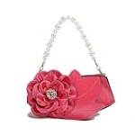 SUNROLAN Women Floral Evening Handbags Pearl Chain Shoulder Bag Wedding Party Purses 202318 Rose Red @ $19.79