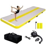 FEATH-R-LITE Gymnastics Mat Inflatable Tumble Track 10ft Tumbling Mat 4in Thick Gymnastics Equipment for Kids& Youth (Bright Yellow)