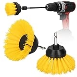 Grout Brush for Drill, 2025 New Crevice Cleaning Brush Set, 3pcs Drill Brush Attachment Kit, for Tile Grout, Corner, Sink, Kitchen, Window (Yellow)