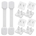ndzefan Outlet Plug Covers, 8-Pack Baby Proof Outlet Covers 2-Piece Cabinet Door Safety Locks Power Safety Outlet Covers, Perfect for Child Safety at Home and School (Transparent)