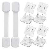 ndzefan Outlet Plug Covers, 8-Pack Baby Proof Outlet Covers 2-Piece Cabinet Door Safety Locks Power Safety Outlet Covers, Perfect for Child Safety at Home and School (Transparent)