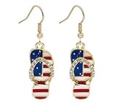 KuangMEIX Unique American Flag Flip-Flops Shape Dangle Earrings Independence Day Fashion for Trendsetters @
