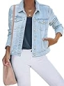 luvamia Women’s Casual Basic Button Down Stretch Regular Fit Long Sleeves Denim Jean Jacket Jean Jackets for Women Fashion Azure Mood Size Large Fits Size 12 / Size 14 @ $23.99