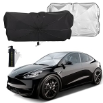 Moyidea Windshield Sun Shade for Car Window Shades Especially for Tesla Model 3/Y Foldable Umbrella Reflective Sunshade for Car Front Window Blocks UV Rays & Heat Keep Car Cool @ $9.59