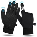 Winter Warm Running Touchscreen Gloves – Lightweight Driving Sports Glove Thin Anti-Slip Thermal Cycling Windproof Mitten Cold Weather Screen Touch Mitts for Men Women Waterproof Reflective @ $6.80
