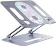 Eiyikof Adjustable Laptop Stand Laptop Cooling Pad with Fan USB Hub Compatible with 10 to 15 Inches Notebook Computer, Ergonomic Computer Riser for Desk, Aluminum Alloy Laptop Radiator-Grey @