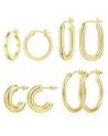 Adoyi Gold Hoop Earrings Set for Women 14K Gold Plated Thick Open Hoops Chunky Small Huggie Hoop Earrings for Women Gift Lightweight @ $3.59