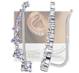 Earring for Women Cartilage 7 Crystals Ear Cuffs Hoop Climber S925 Sterling Silver Earrings with Cubic Zirconia CZ Hypoallergenic Piercing Gifts for Her