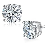 Moissanite Stud Earrings for Women,1CT Man Made D Color VVS1 Round Diamond Jewelry,Sterling Silver 18K White Gold Plated Men Earring @ $20.00