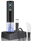 Electric Wine Opener, Higfra Wine Gift with Wine Aerator Pourer, Vacuum Stoppers and Foil Cutter, 4-in-1 Electric Bottle Opener for Home Party Bar Outdoor Wine Lover Christmas Gift (base not included) @ $16.50