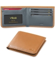 VTLASK Slim Hide & Seek Wallet for Men With Hidden Pocket and Coin Pouch Rfid Blocking thin Genuine Leather Minimalist Bifold Cowhide with Gift Box（Brown & Premium Grey） @ $7.77