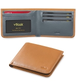 VTLASK Slim Hide & Seek Wallet for Men With Hidden Pocket and Coin Pouch Rfid Blocking thin Genuine Leather Minimalist Bifold Cowhide with Gift Box（Brown & Premium Grey） @ $7.77