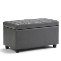 SIMPLIHOME Darcy 34 inch Wide Rectangle Lift Top Storage Ottoman Bench in Stone Grey Faux Leather @ $109.74