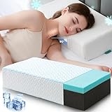 Cooling Cube Pillow for Side Sleepers Square Pillow for Neck and Shoulder Pain Relief Memory Foam Pillow for Sleeping Dual Side Support Head Rectangle Cervical Neck Pillow with Removable Bamboo Cover @ $19.50