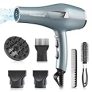 Faszin Ionic Salon Hair Dryer, Professional Blow Dryer 1800W AC Motor Fast Drying with 2 Speed, 3 Heat Setting, Cool Button, with Diffuser,Nozzle,Concentrator Comb for Curly & Straight Hair-Blue @ $119.99
