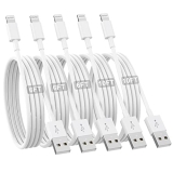 iPhone Charger [Apple MFi Certified] 5Pack 6/6/6/10/10 FT Long Lightning Cable Fast Charging iPhone Charger Cord Compatible with iPhone 14 13 12 11 Pro Max XR XS X 8 7 6 Plus SE and More (White) @ $5.60