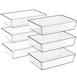 Criusia Drawer Organizer, 6 Pack Clear Plastic Drawer Organizer Bins, Versatile Organization and Storage Trays for Vanity Makeup, Bathroom, Kitchen Utensils @ $13.99