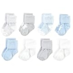 Hudson Baby Unisex Baby Cotton Rich Newborn and Terry Socks, Blue Star, 12-24 Months @ $6.29