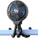 HomeLifairy Portable Stroller Fan, USB or Rechargeable Battery Operated with 3 Speeds and 360°Rotate, Cooling Clip On for Baby Crib Travel Car Seat Black
