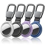 4 Pack Air tag Holder, Air Tag Keychain for Apple Airtags, Compatible with Air Tag Key Ring, AirTags Case with Anti-Lost Keyring, Finder Items Airtag for Luggage Dog Collar Holder(Metal-4 Pack)