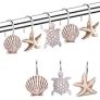 Decorative Shower Curtain Hooks, Seashell Turtles Shower Curtain Rings, Beach Theme Rust Proof Bath Shower Hooks, 12 Pack Bathroom Decoration Ocean Coastal Shower Curtain Hangers @ $3.99