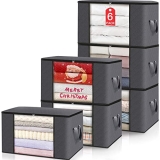 BlissTotes Storage Clothing Bags Storage Clothes Organizer with Reinforced Handle Sturdy Fabric Clear Window for Blankets @ $15.99