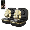 3-Link TikTok Scrolling Ring with Rhinestone 2-Pack, Remote Control for TikTok/YouTube Shorts/Instagram Reels, Bluetooth Page Turner for iPad/Kindle App/iPhone/Android (Gold)