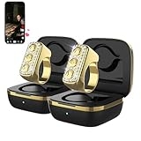 3-Link TikTok Scrolling Ring with Rhinestone 2-Pack, Remote Control for TikTok/YouTube Shorts/Instagram Reels, Bluetooth Page Turner for iPad/Kindle App/iPhone/Android (Gold)